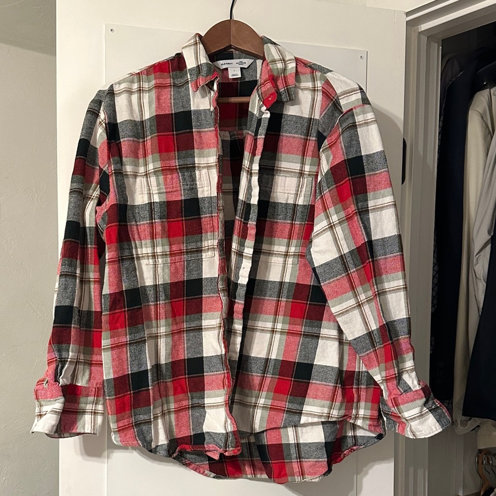 Red Plaid Boyfriend’s Flannel Shirt